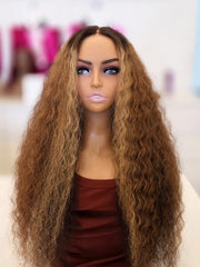 Blonde Highlights Deep Wave Glueless Wig Invisible Knots 5x5 Swiss HD Pre-Cut Lace