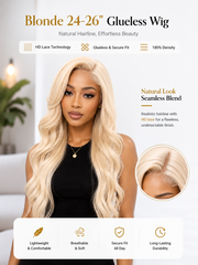 Long Straight #613 Glueless Wig Smaller Knots 5x5 Swiss HD Pre-Cut Lace 24-26" Platinum Blonde