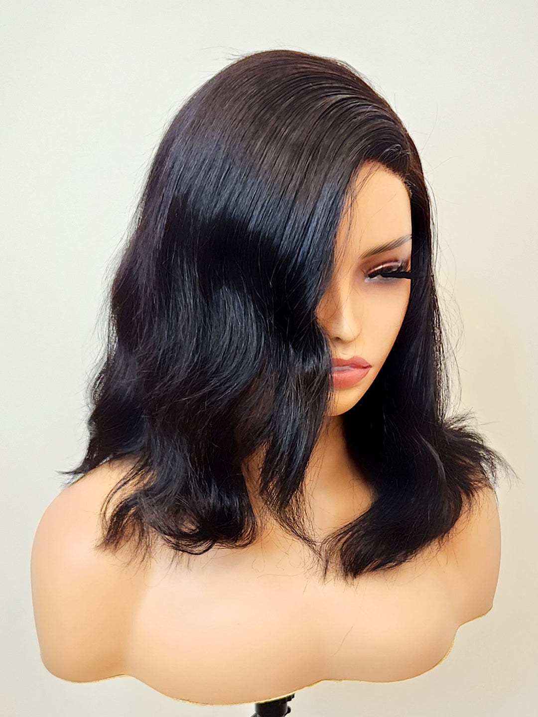 Jet Black Blunt Cut Short Bob Style Glueless Wig Invisible Knots 5x5 Swiss HD Pre-Cut Lace