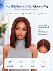 Brown Color Blunt Cut Glueless Wig 5x5 HD Lace Espresso & Reddish Brown