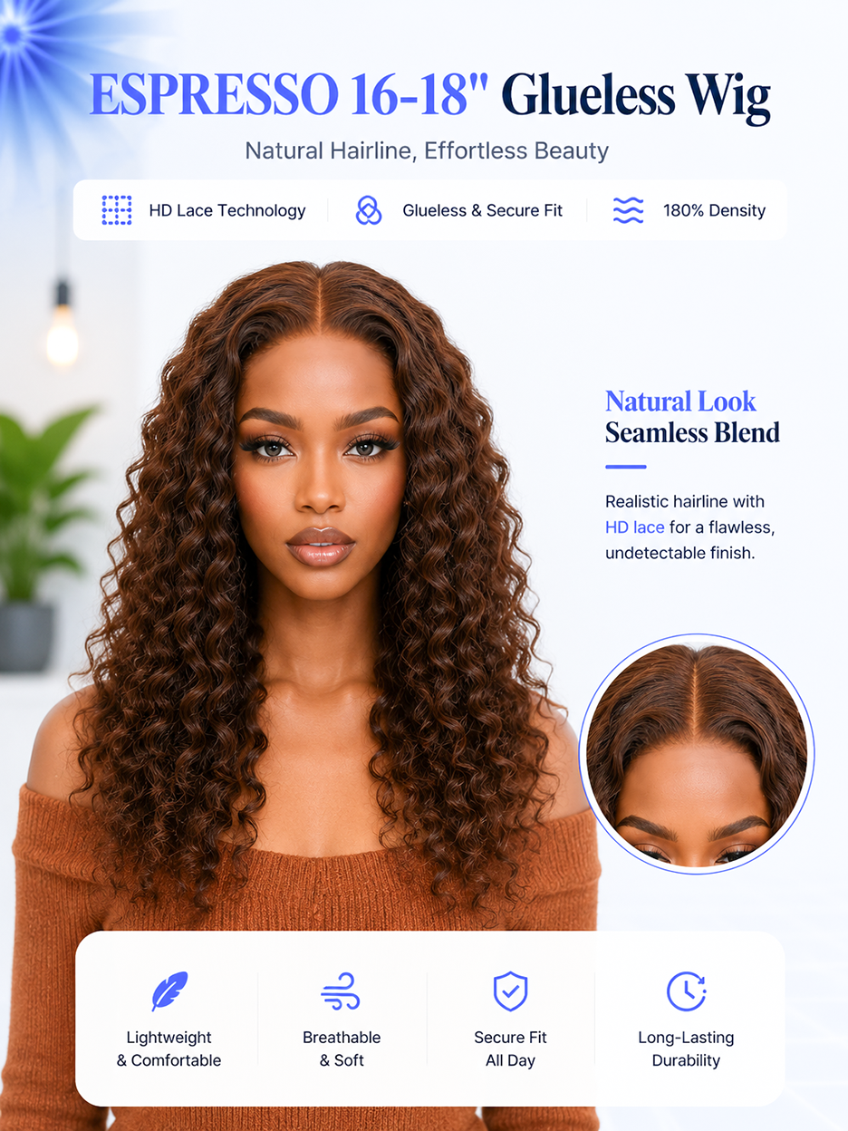 BKLYN HAIR Espresso deep wave 5x5 Swiss HD pre-cut lace glueless wig