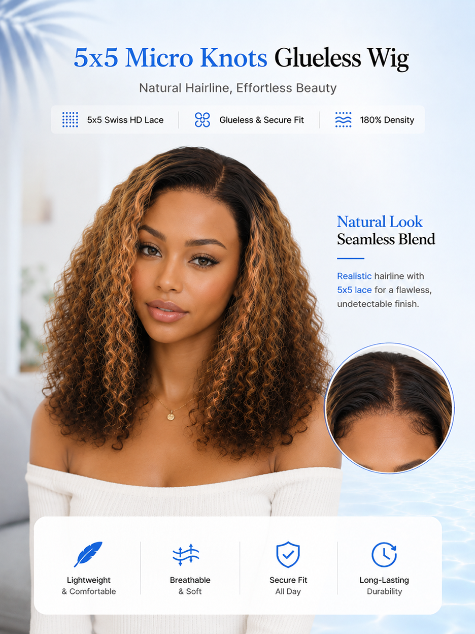 BKLYN HAIR Sun-Kissed deep wave 20 to 22 inch 5x5 HD pre-cut lace glueless wig