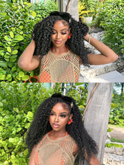 Afro Kinky Curly Glueless Wig 180% Density Invisible Small Knots 5x5 Swiss HD Pre-Cut Lace Natural Black