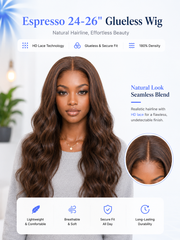 Reddish Brown & Espresso Glueless Wig 5x5 HD Lace Loose Body Wave