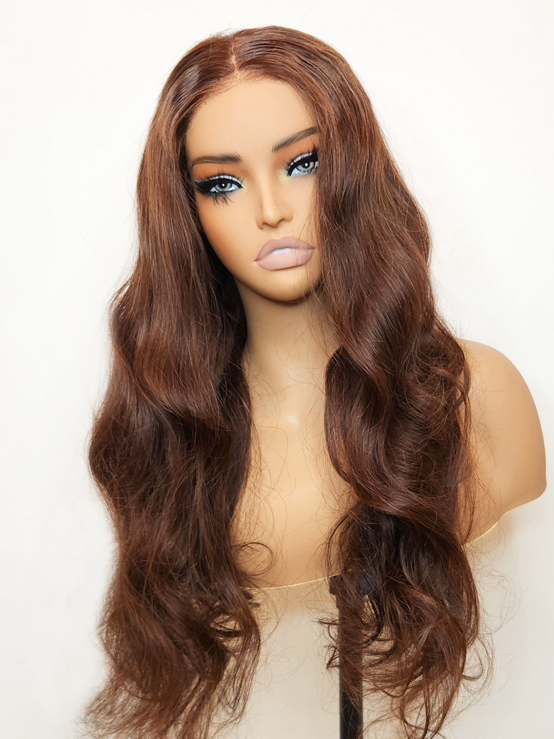 Brown Ready to Go Glueless Loose Body Wave Wig 5x5 Swiss HD Invisible Knots Pre-Cut Lace Closure Wig