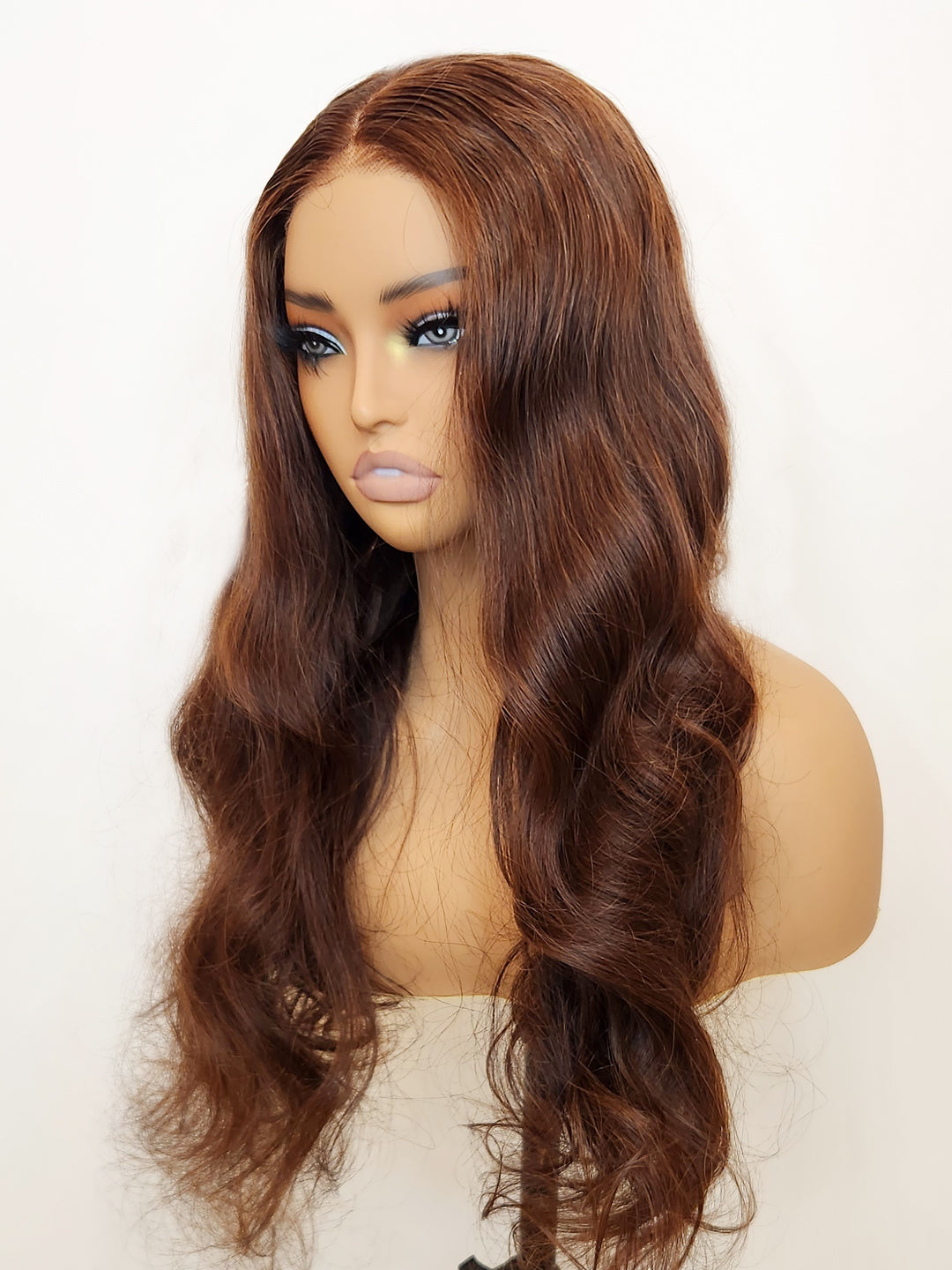 Brown Ready to Go Glueless Loose Body Wave Wig 5x5 Swiss HD Invisible Knots Pre-Cut Lace Closure Wig