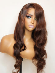 Brown Ready to Go Glueless Loose Body Wave Wig 5x5 Swiss HD Invisible Knots Pre-Cut Lace Closure Wig