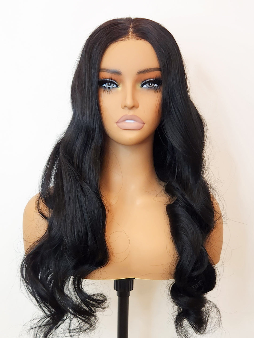 Jet Black Natural Loose Body Wave Glueless Wig Small Knots 5x5 Swiss HD Pre-Cut Lace