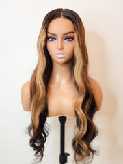 Blonde Highlights Loose Body Wave Glueless Wig Invisible Small Knots 5x5 Swiss HD Pre-Cut Lace 180% Density Sun-Kissed