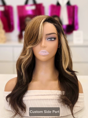 Blonde Highlighted Glueless Wig Undetectable Knots 5x5 Swiss HD Pre-Cut Lace