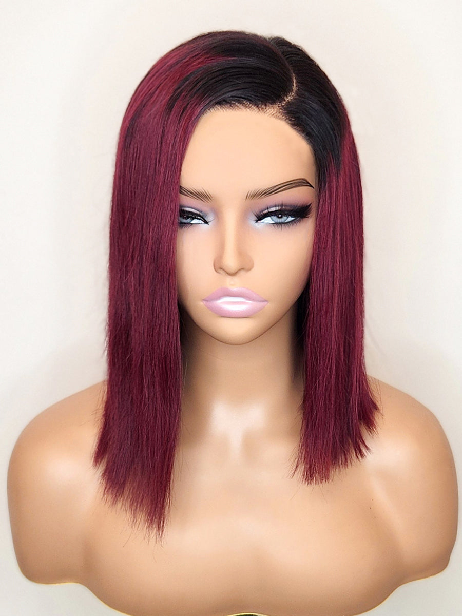 Ombre Ruby Red 5x5 HD Pre-Cut Lace Glueless Bob Style Wig