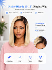 Ombre Ash Blonde 5x5 HD Pre-Cut Lace Glueless Bob Style Wig 10-12"