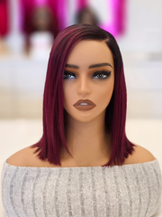Ombre Ruby Red 5x5 HD Pre-Cut Lace Glueless Bob Style Wig 10-12"