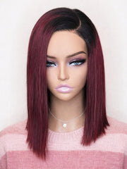Ombre Ruby Red 5x5 HD Pre-Cut Lace Glueless Bob Style Wig 10-12"