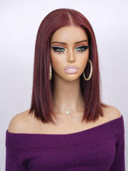 Ginger, Reddish Brown Blunt Cut Glueless Wig 5x5 HD Lace Bob 10-12" Invisible Knots