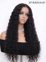 Jet Black Deep Wave 5x5 Swiss HD Lace Glueless Wig Invisible Knots