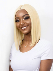 Glueless 4x4 HD Lace Closure Wig Bob 12" Platinum Blonde