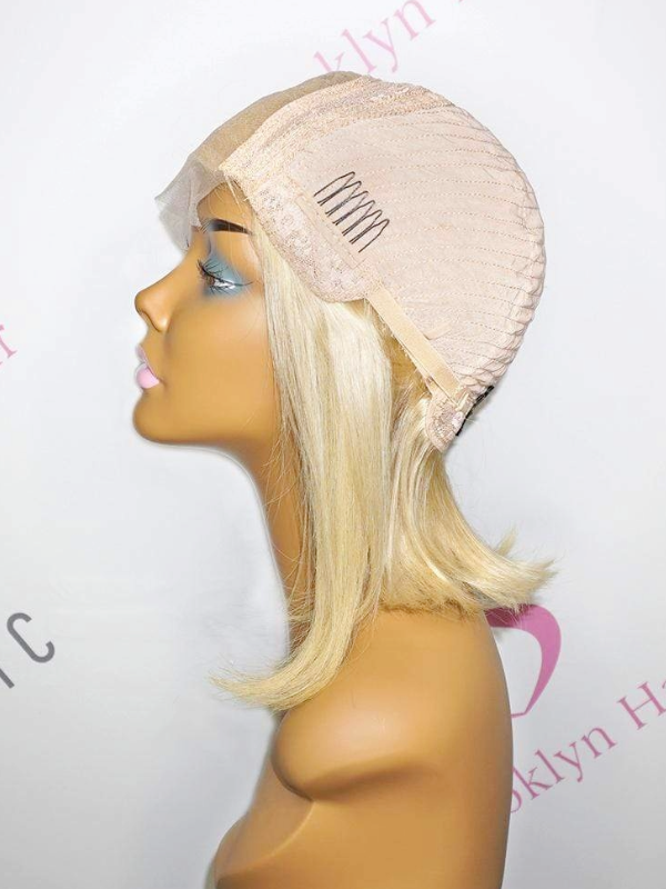 Glueless 4x4 HD Lace Closure Wig Bob 12" Platinum Blonde