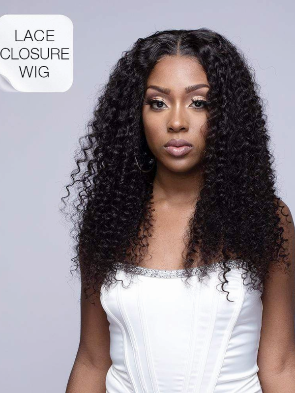 Glueless 4x4 Lace Closure Water Wave Wig Caribbean Deep Wave