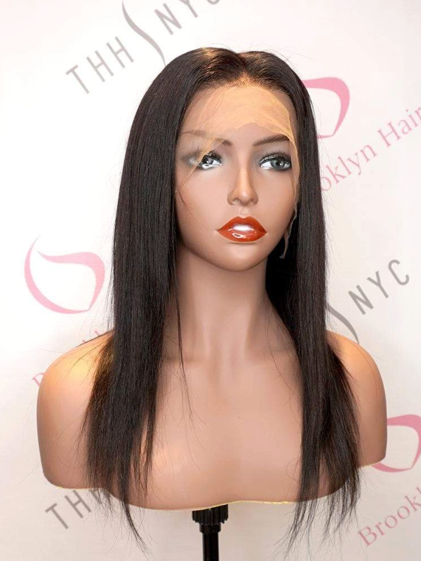 Huge Sale! Ear to Ear 100% Human Silky Straight 13x6 Lace Front Wig Natural Black (LY)