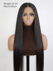 Length & Luxury 28"&34" 13x4 Swiss HD Lace Frontal Wig Silky Straight 180% Density Natural Black