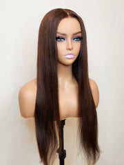 180% Density Silky Straight Glueless Wig Small Knots 5x5 Swiss HD Pre-Cut Lace Espresso Deep Brown