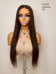 Espresso & Reddish Brown Silky Straight Glueless Wig 5x5 HD Lace Invisible Knots
