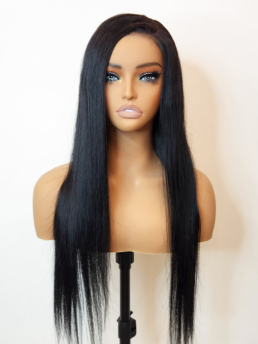 Jet Black Silky Straight Glueless Wig 5x5 Swiss HD Pre-Cut Lace 180% Density