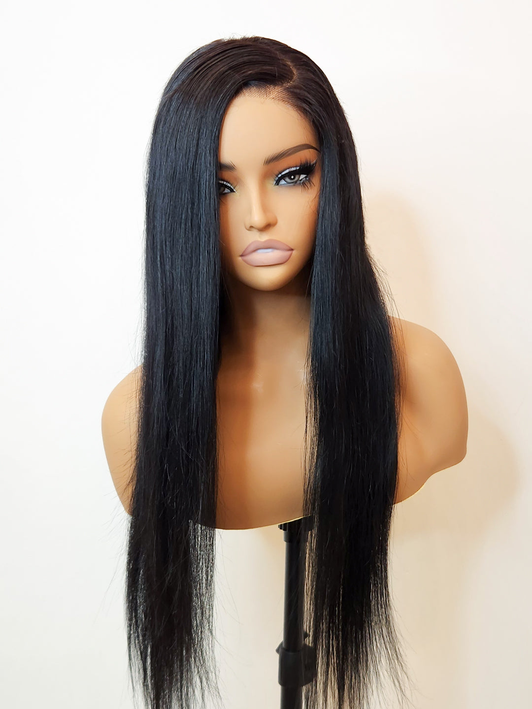 Jet Black Silky Straight Glueless Wig 5x5 Swiss HD Pre-Cut Lace 180% Density