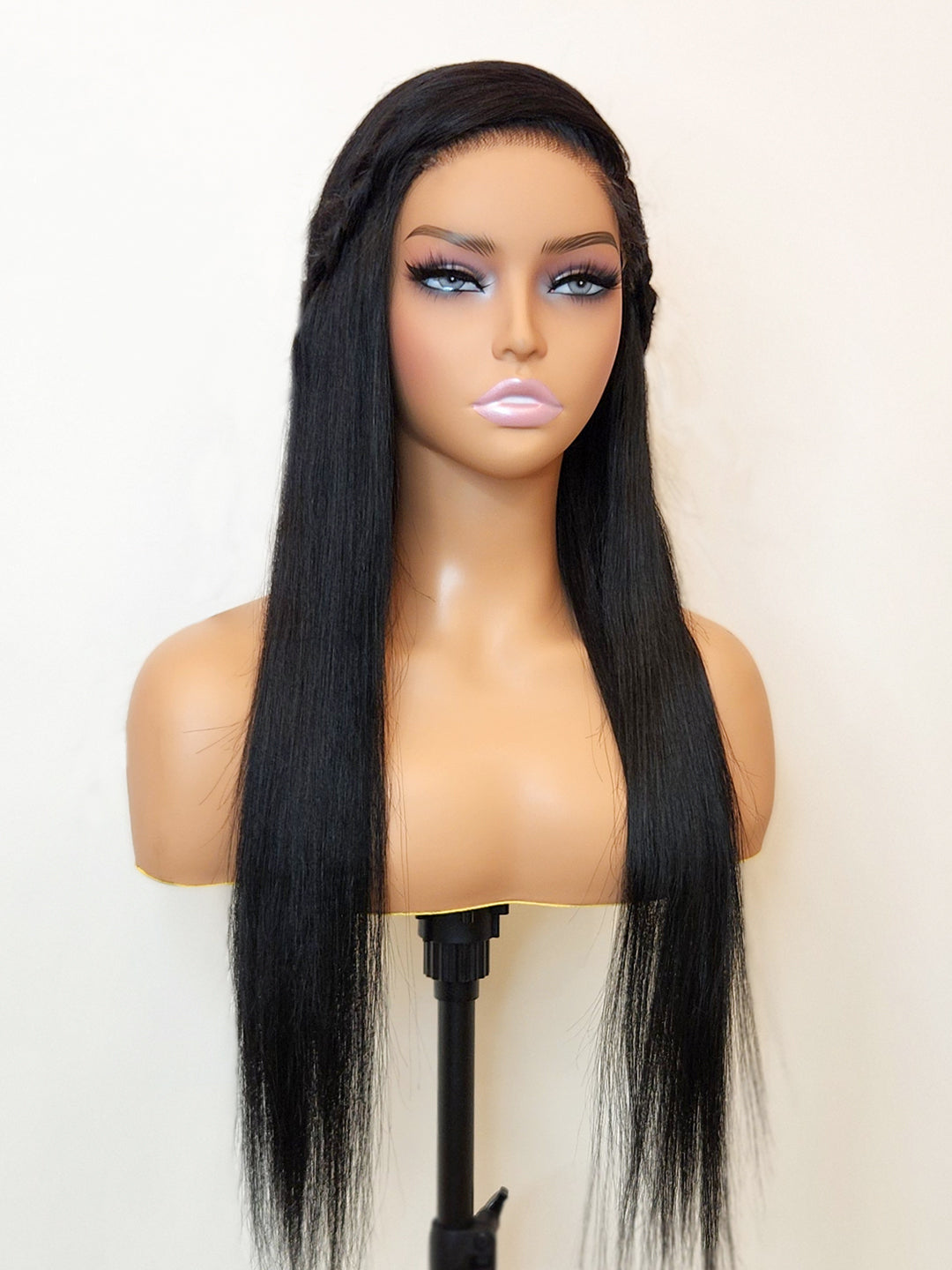 Jet Black Silky Straight Glueless Wig 5x5 Swiss HD Pre-Cut Lace 180% Density