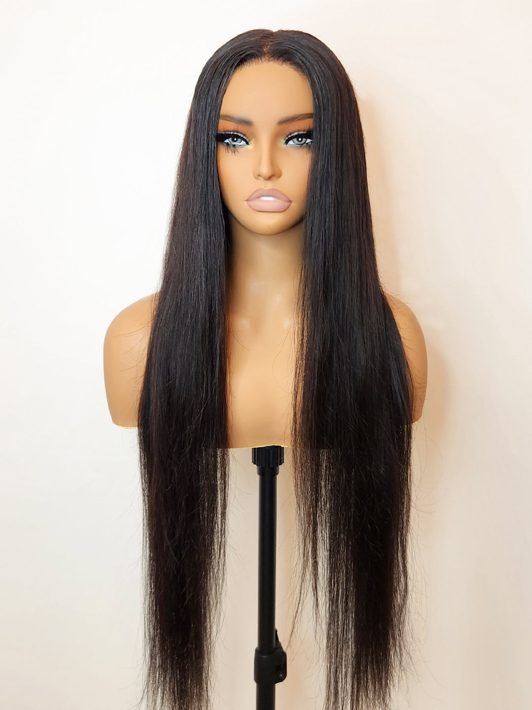 Fuller Hair Extra Long Straight 30" Ready to Wear Glueless Wig Invisible Knots 5x5 Swiss HD Pre-Cut Lace Natural Black