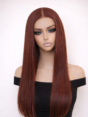 Ruby Red, Ginger, Reddish Brown Straight Glueless Wig 24-26" 5x5 HD Lace 180%