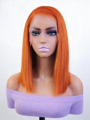 Spiced Copper Chic Straight Bob Wig 13x4 HD Lace Frontal 12" Cajun Spice 200% Volume
