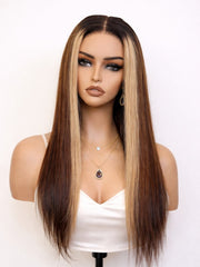 Sun-Kissed Silky Straight Glueless Wig Small Knots 5x5 Swiss HD Pre-Cut Lace