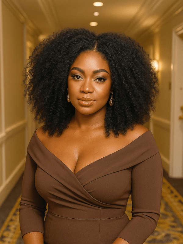Brooklyn Hair Afro Kinky Curly Glueless Wig 180% Density Invisible Small Knots 5x5 Swiss HD Pre-Cut Lace Natural Black