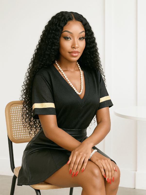 Brooklyn Hair Afro Kinky Curly Glueless Wig 180% Density Invisible Small Knots 5x5 Swiss HD Pre-Cut Lace Natural Black