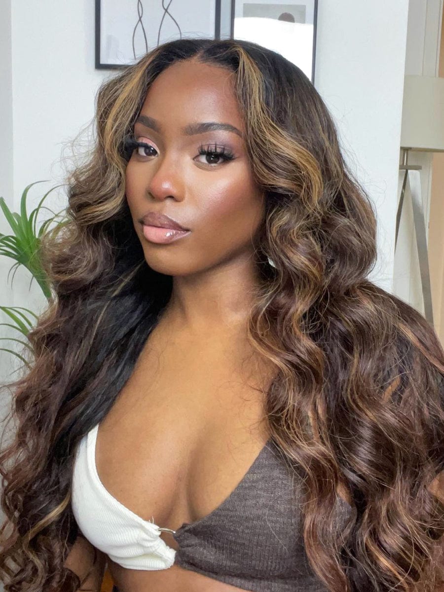 Brooklyn Hair Blonde Highlighted Natural Loose Body Wave 13x4 HD Lace Front Wig Sun Kissed