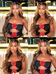 Brooklyn Hair Blonde Highlighted Natural Loose Body Wave 13x4 HD Lace Front Wig Sun Kissed