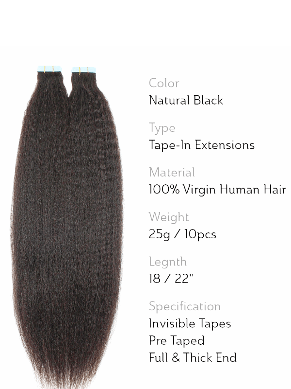 Brooklyn Hair Blowout Look Tape-In Extensions Virgin Kinky Straight