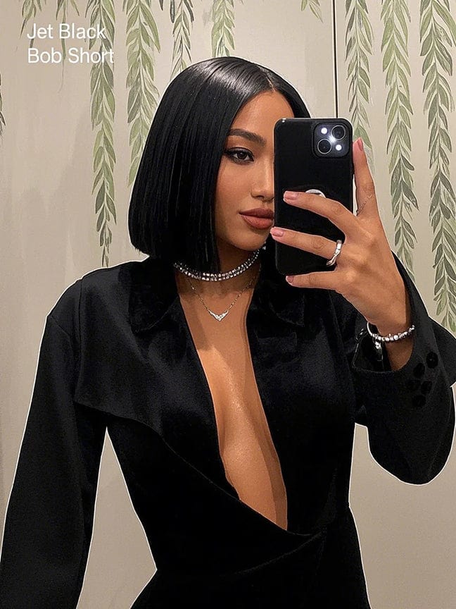 Brooklyn Hair Blunt Cut Glueless Wig 5x5 Swiss HD Pre-Cut Lace Bob Invisible Knots