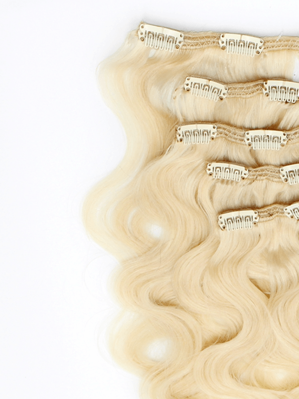 Brooklyn Hair Clip-In Hair Extensions Platinum Blonde Body Wave