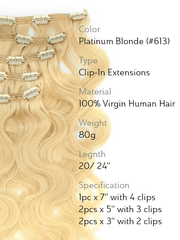Brooklyn Hair Clip-In Hair Extensions Platinum Blonde Body Wave