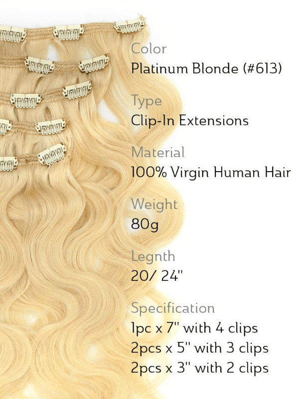 Brooklyn Hair Clip-In Hair Extensions Platinum Blonde Straight
