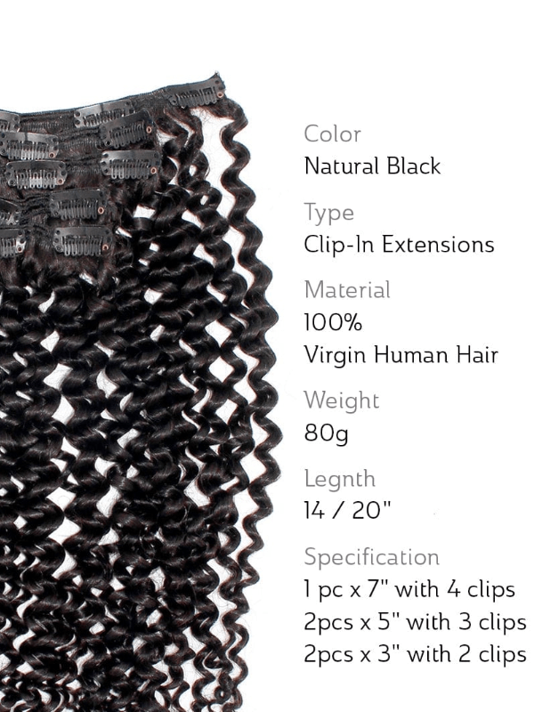 Brooklyn Hair Clip-In Hair Extensions Virgin Bohemian Jerry Curl