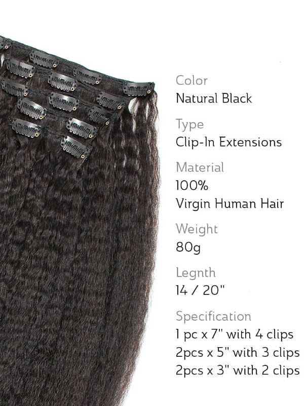 Brooklyn Hair Clip-In Hair Extensions Virgin Kinky Straight