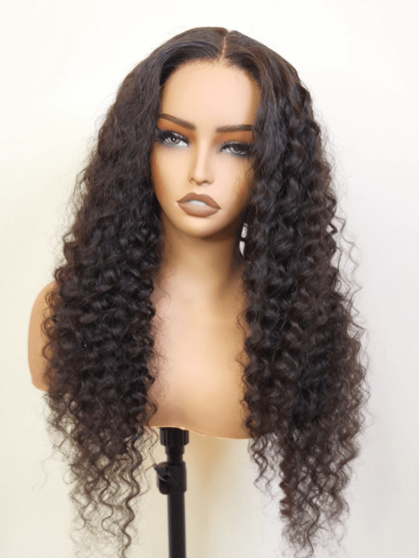 Brooklyn Hair Deep Wave Glueless Wig 5x5 Swiss HD Lace Pre-Cut & Pre-Plucked Invisible Knots 26-28" / Natural Black