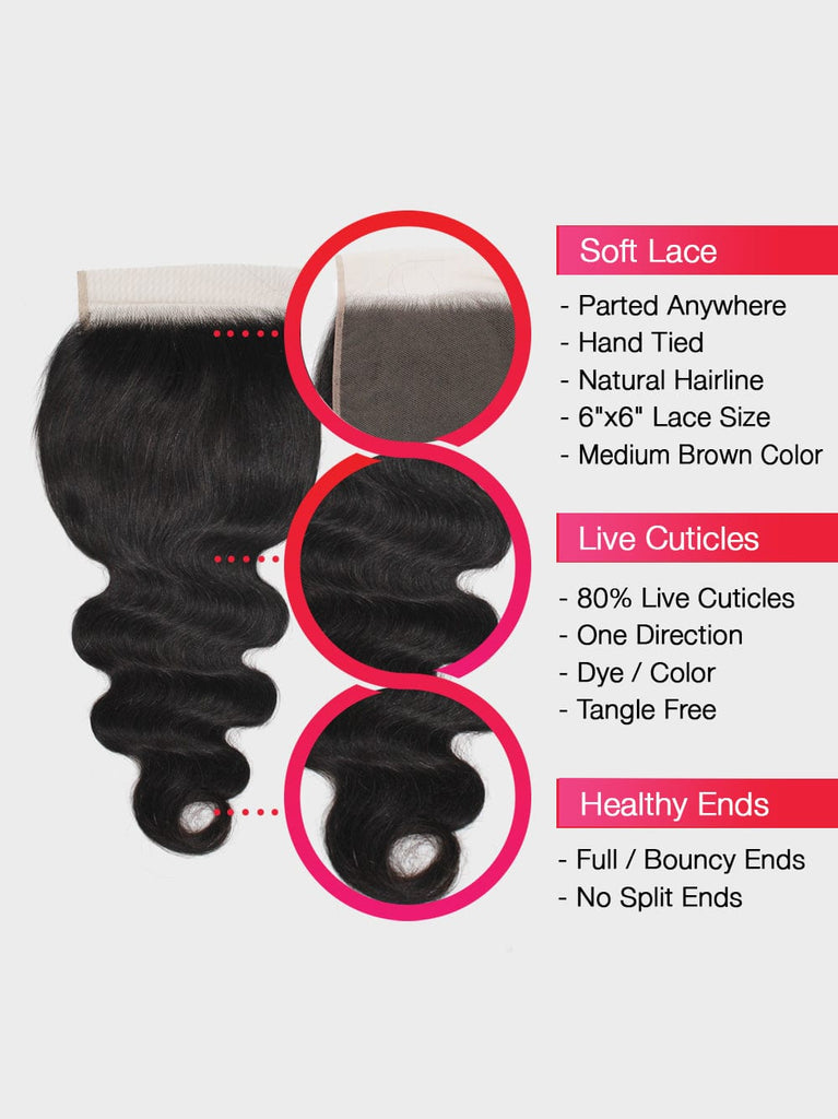 Brooklyn Hair [FINAL SALE] Body Wave 6x6 Lace Closure
