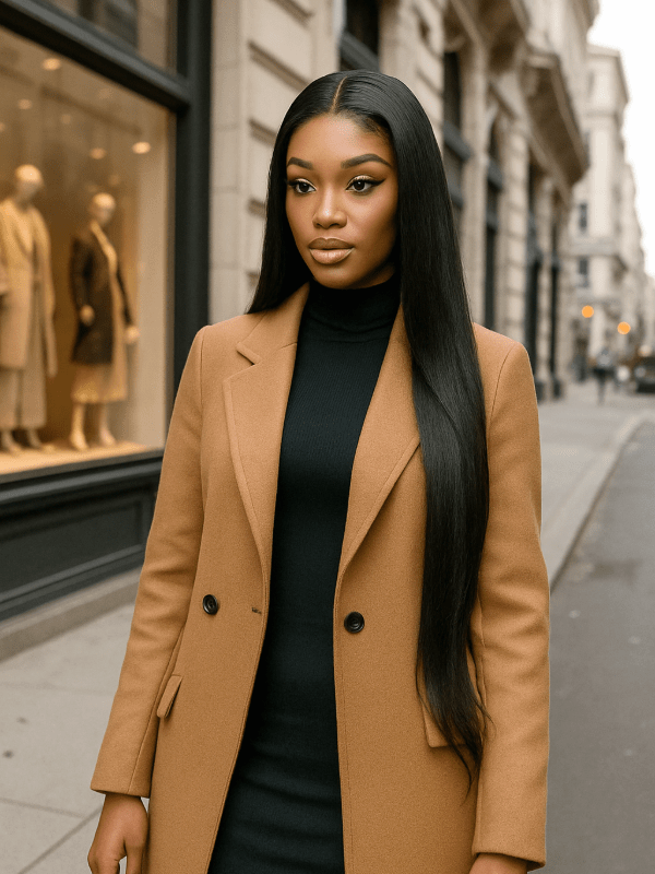 Brooklyn Hair Fuller Hair Extra Long Straight 30" Ready to Wear Glueless Wig Invisible Knots 5x5 Swiss HD Pre-Cut Lace Natural Black