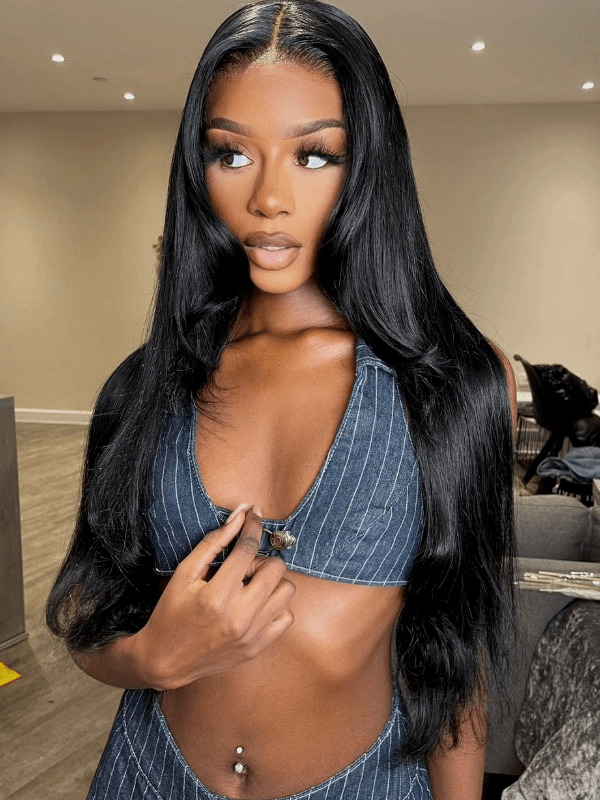 Brooklyn Hair Fuller Hair Extra Long Straight 30" Ready to Wear Glueless Wig Invisible Knots 5x5 Swiss HD Pre-Cut Lace Natural Black 30" / Natural Black