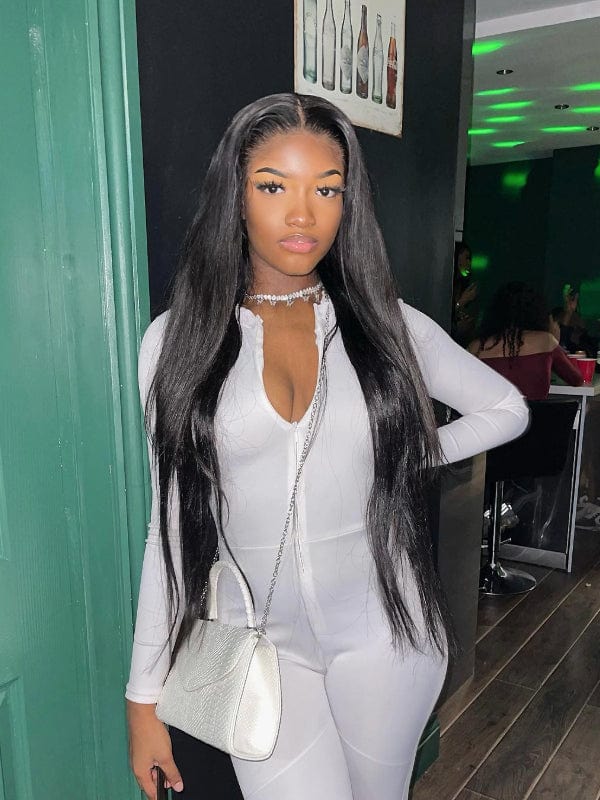 Brooklyn Hair Huge Sale! Ear to Ear 100% Human Silky Straight 13x6 Lace Front Wig Natural Black (LY)